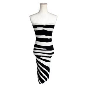 Rumor Australian Brand Strapless Black White Bodycon Dress Size XS/S NEW